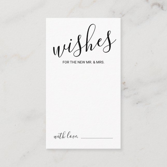 Modern Script Wedding Advice and Wishes Card (Front)