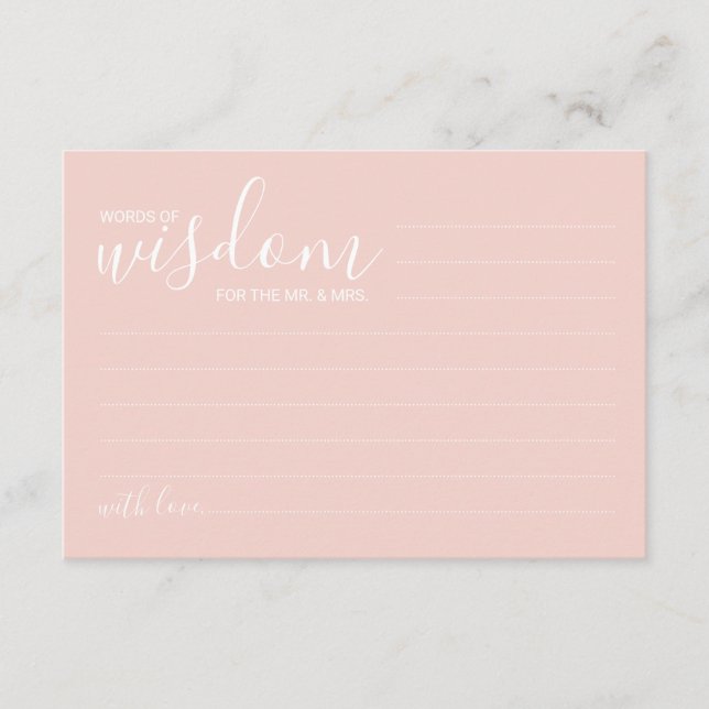 Modern Script Wedding Advice and Wishes Card (Front)