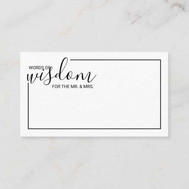 Modern Script Wedding Advice and Wishes Card (Front)