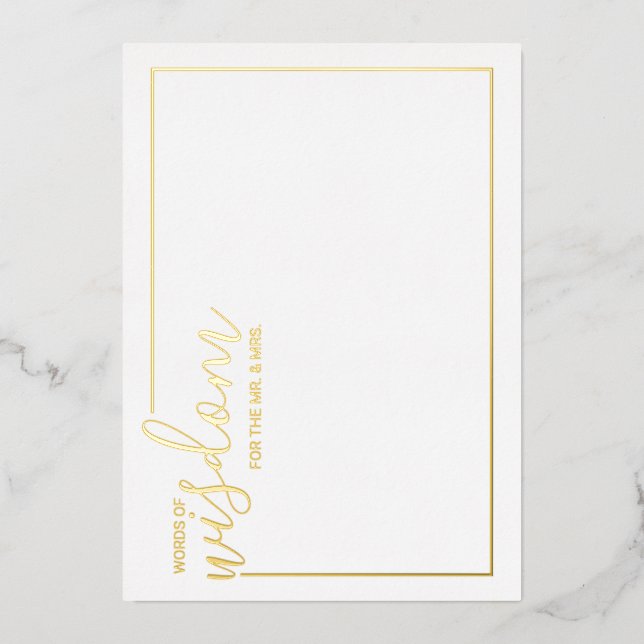 Modern Script Wedding Advice and Wishes Gold (Front)