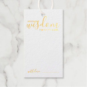 Modern Script Wedding Advice and Wishes Gold Gift Tags