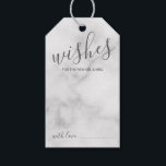 Modern Script Wedding Advice and Wishes Marble Gift Tags<br><div class="desc">Add a personal touch to your wedding with a modern script wedding advice and wishes tag card. This advice card features title 'Wishes' in grey modern script font style and details in modern sans serif font style on white marble background. Perfect for wedding, baby shower, birthday party, bridal shower, bachelorette...</div>