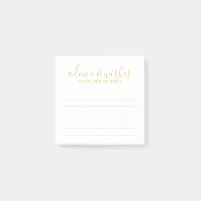 Modern Script Wedding Advice and Wishes Post-it Notes (Front)