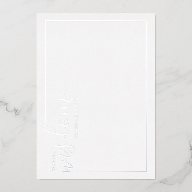 Modern Script Wedding Advice and Wishes Silver (Front)