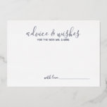 Modern Script Wedding Advice and Wishes Silver<br><div class="desc">Add a personal touch to your wedding with a modern wedding advice and wishes card. This advice card features title in silver foil modern calligraphy font style and details in silver foil modern sans serif font style on white background. Perfect for wedding, baby shower, birthday party, bridal shower, bachelorette party...</div>