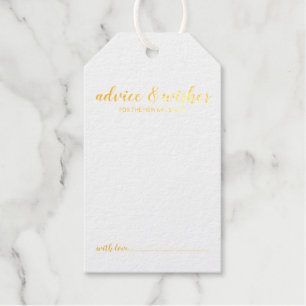 Modern Script Wedding Advice & Wishes Gold Gift Tags
