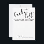 Modern Script Wedding Bucket List Advice Card<br><div class="desc">Add a personal touch to your wedding with a modern script wedding bucket list card.
This card features title in black modern calligraphy font style and details in black modern sans serif font style on white background.</div>