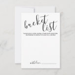 Modern Script Wedding Bucket List Advice Card<br><div class="desc">Add a personal touch to your wedding with a modern script wedding bucket list card.
This card features title in black modern calligraphy font style and details in black modern sans serif font style on white background.</div>