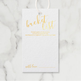 Modern Script Wedding Bucket List Gold Gift Tags