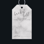 Modern Script Wedding Bucket List Marble Gift Tags<br><div class="desc">Add a personal touch to your wedding with a modern script wedding bucket list tag card.

This card features title 'bucket list' in grey modern script font style and details in grey modern sans serif font style on white background.</div>