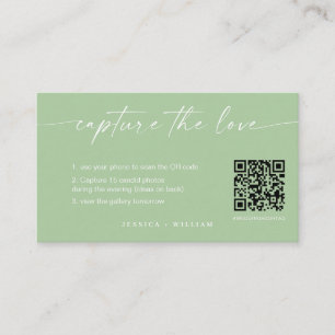 Modern Script Wedding Capture the love QR Code Enclosure Card