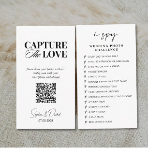 Modern Script  Wedding Capture the love QR Code Enclosure Card