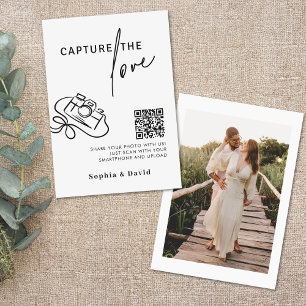 Modern Script Wedding Capture The Love QR Code Enclosure Card