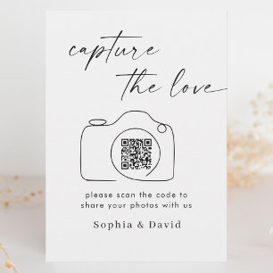 Modern Script Wedding Capture The Love QR Code Enclosure Card