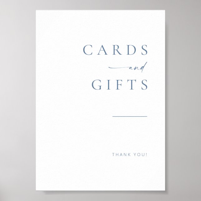 Modern Script Wedding Cards + Gifts Poster | Blue (Front)