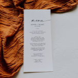 Modern Script Wedding Dinner Menu<br><div class="desc">This modern script wedding dinner menu card is perfect for a minimalist wedding. The simple black and white design features unique industrial lettering typography with modern boho style. Customizable in any colour. Keep the design minimal and elegant, as is, or personalize it by adding your own graphics and artwork. This...</div>