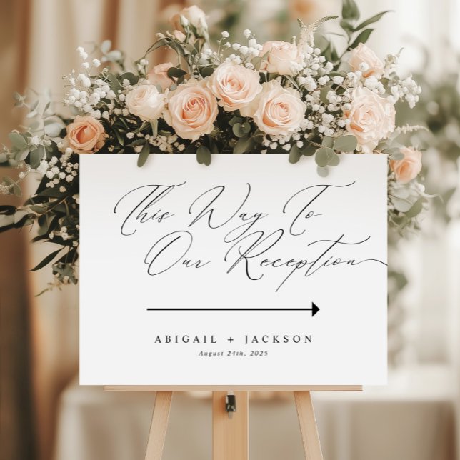 Modern Script Wedding Direction Reception This Way Poster (Creator Uploaded)