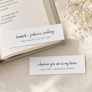 Modern Script   Wedding Favour Mini Bookmark Card
