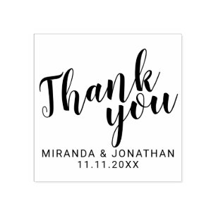 Modern Script Wedding Favour Thank You Rubber Stamp