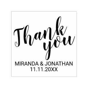 Modern Script Wedding Favour Thank You Self-inking Stamp