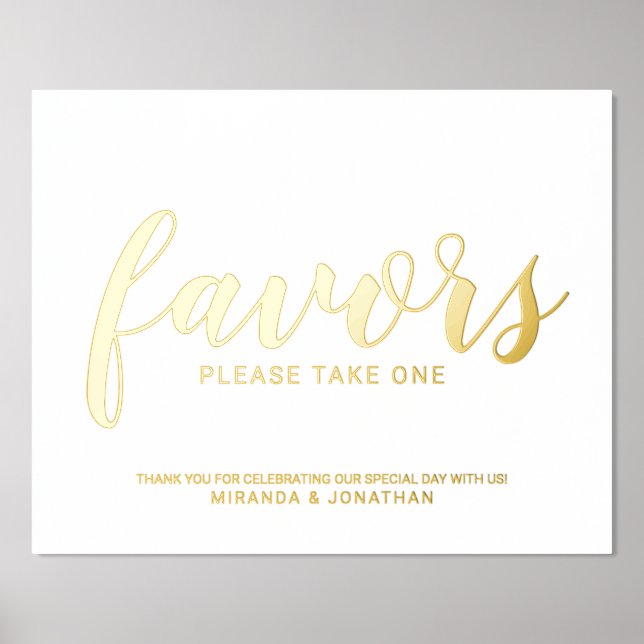 Modern Script Wedding Favours Gold Foil Prints (Front)