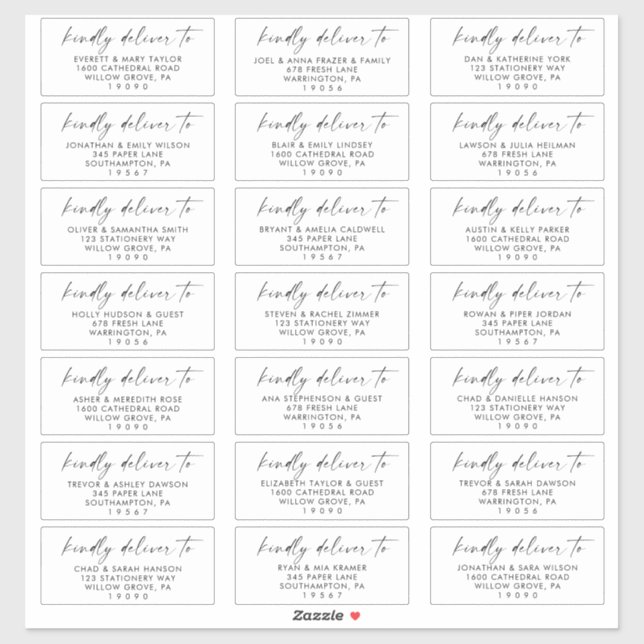 Modern Script Wedding Guest Address Labels (Sheet)