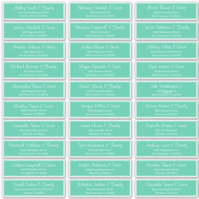 Modern Script Wedding Guest Names Address (Front)