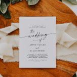 Modern Script Wedding Invitation<br><div class="desc">This modern script wedding invitation is perfect for a minimalist wedding. The simple black and white design features unique industrial lettering typography with modern boho style. Customizable in any colour. Keep the design minimal and elegant,  as is,  or personalize it by adding your own graphics and artwork.</div>