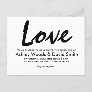 Modern Script Wedding Invitation Postcard