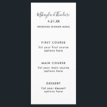 Modern Script Wedding Menu Card Solid Colour Back<br><div class="desc">Black and White Modern Script Wedding Menu Card with Elegant Solid Black Back of Card.</div>