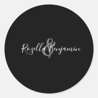 Modern script wedding minimal  classic round stick sticker