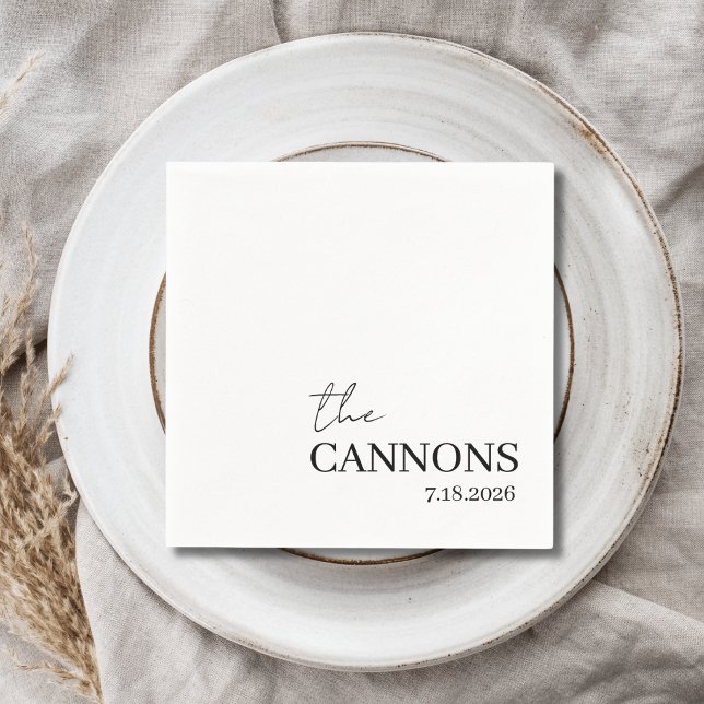 Modern Script Wedding Personalized Name Date Napkin (Creator Uploaded)