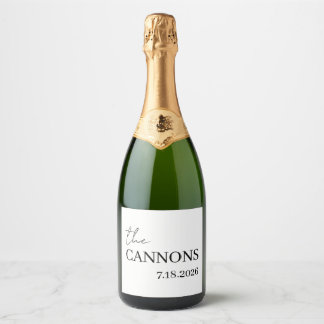 Modern Script Wedding Personalized Name Date Sparkling Wine Label