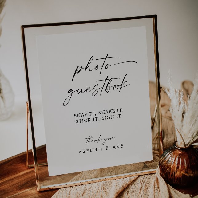 Modern Script Wedding Photo Guest Book Poster (Modern Script Wedding Photo Guest Book Poster)