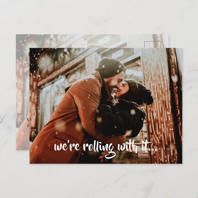 Modern Script Wedding Photo Save the Date Announcement Postcard (Front/Back)