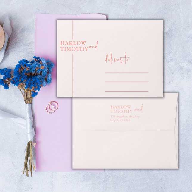Modern Script Wedding pink blush  Envelope (Wedding pink blush envelope)