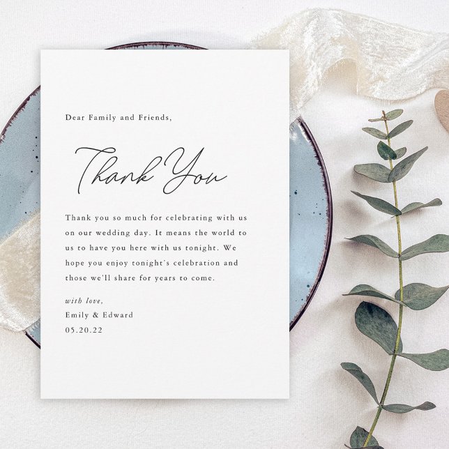 Modern Script Wedding Place Setting Thank You Card (Creator Uploaded)