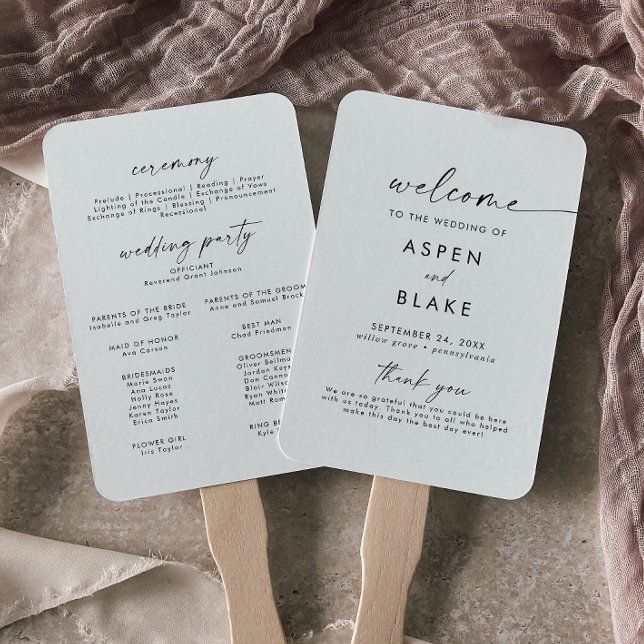 Modern Script Wedding Program Hand Fan (Creator Uploaded)