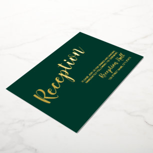 Modern Script Wedding Reception Emerald and Gold 