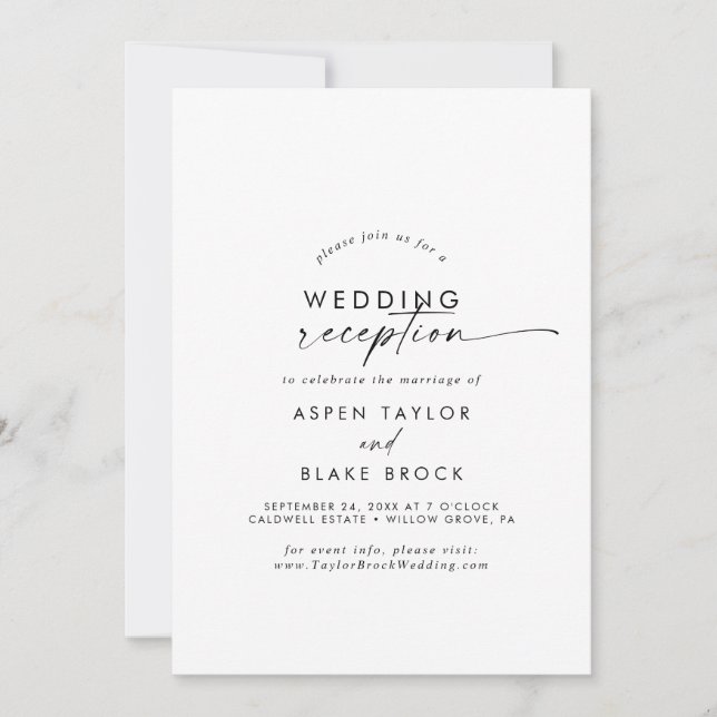 Modern Script Wedding Reception Invitation (Front)