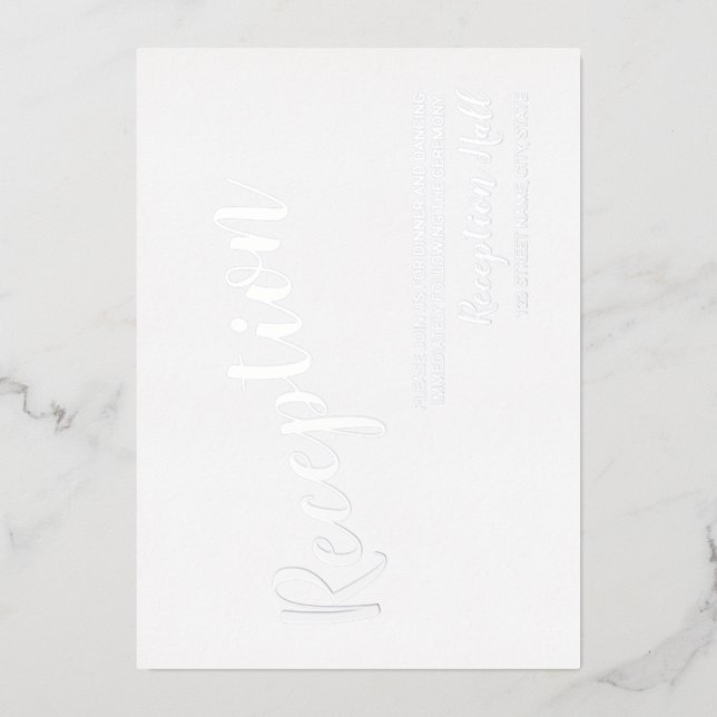 Modern Script Wedding Reception Silver (Front)