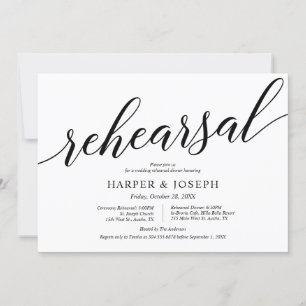 Modern Script, Wedding Rehearsal and Dinner Invitation