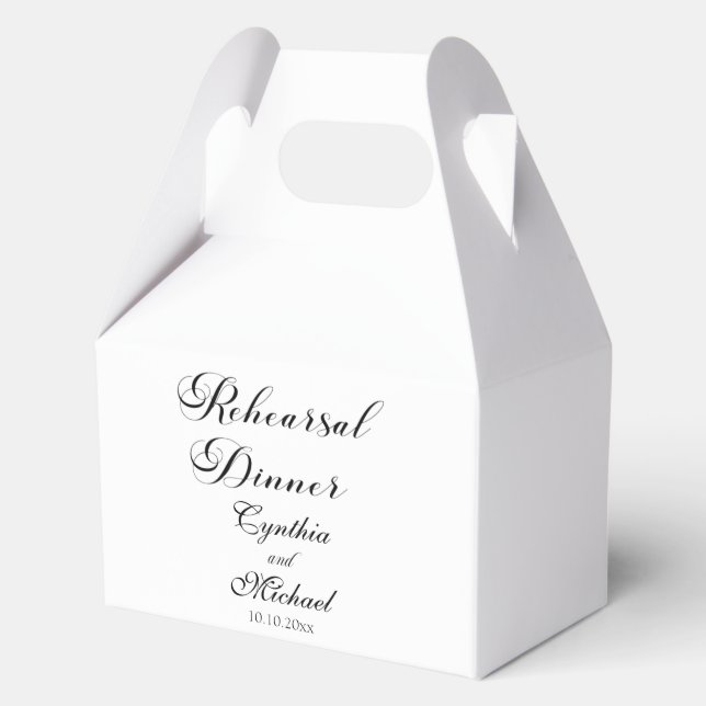 Modern Script Wedding Rehearsal Dinner Favor Box (Front)