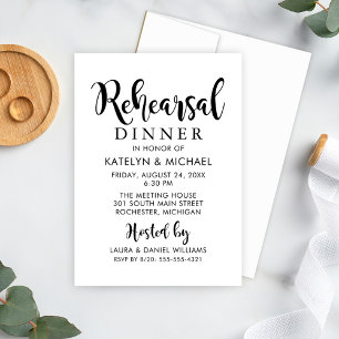 Modern Script Wedding Rehearsal Dinner Invitation