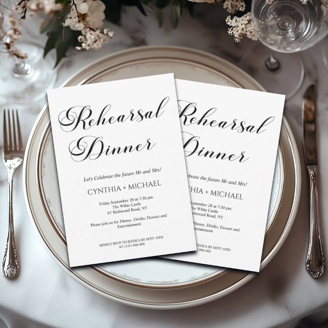 Modern Script Wedding Rehearsal Dinner  Invitation (Creator Uploaded)
