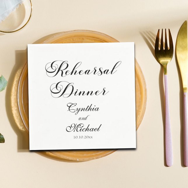 Modern Script Wedding Rehearsal Dinner Napkin (Creator Uploaded)
