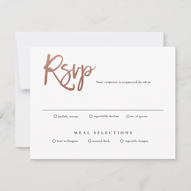 Modern script wedding rsvp card (Front)