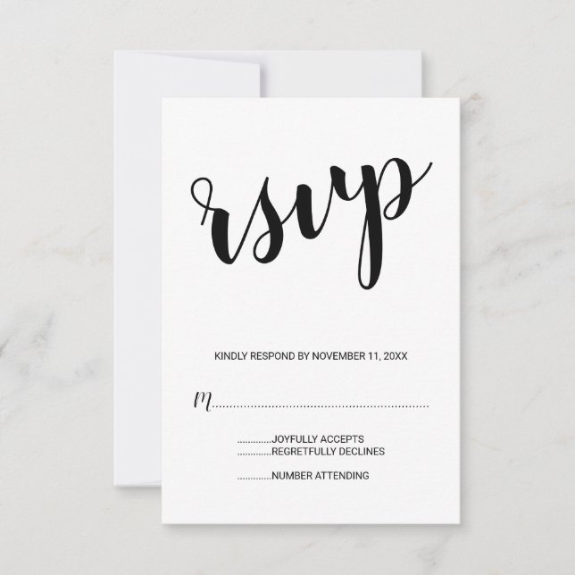 Modern Script Wedding RSVP Card (Front)