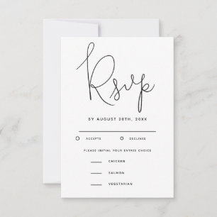 Modern Script Wedding RSVP with Meal Choice Card