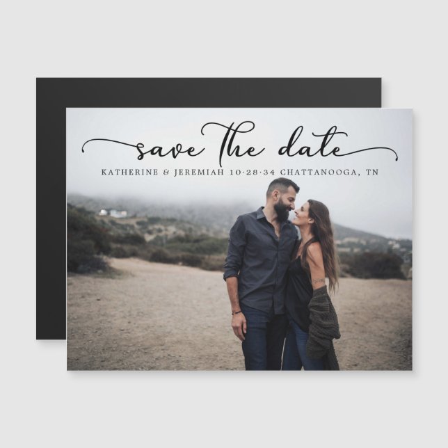Modern Script Wedding Save the Date Magnetic Invitation (Front/Back)